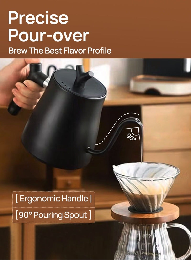 دي اس بي غلاية كهربائية ذات عنق إوزة سعة 1 لتر وقوة 1000 وات لتحضير القهوة والشاي، إبريق قهوة وشاي من الفولاذ المقاوم للصدأ 304، غلاية قهوة بدرجة حرارة ثابتة - Image 3